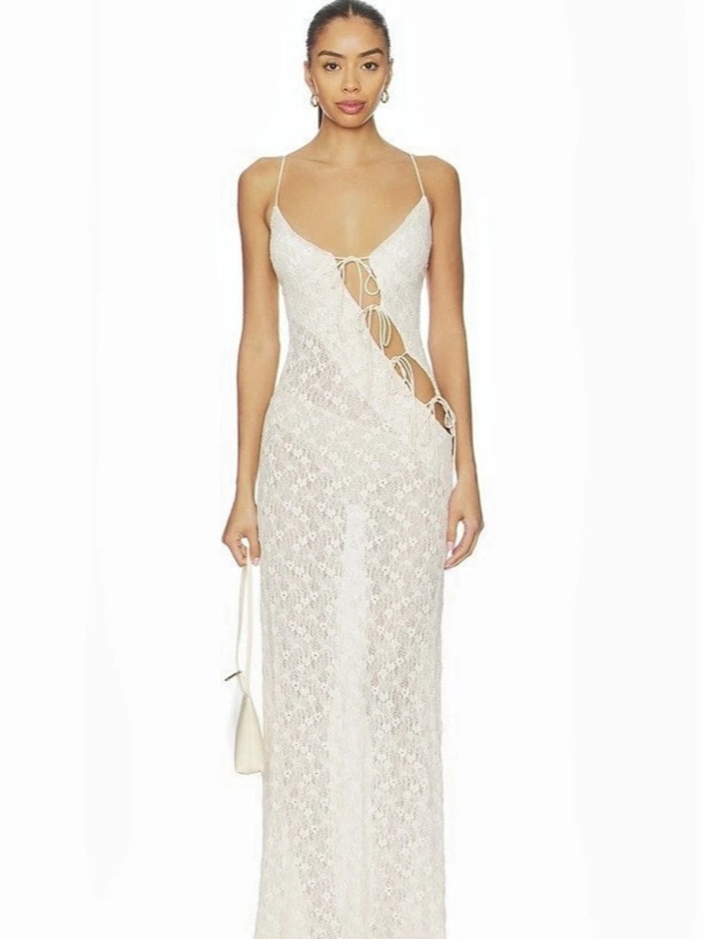 Lioness About A Girl Maxi Dress Lace Cutout Cream